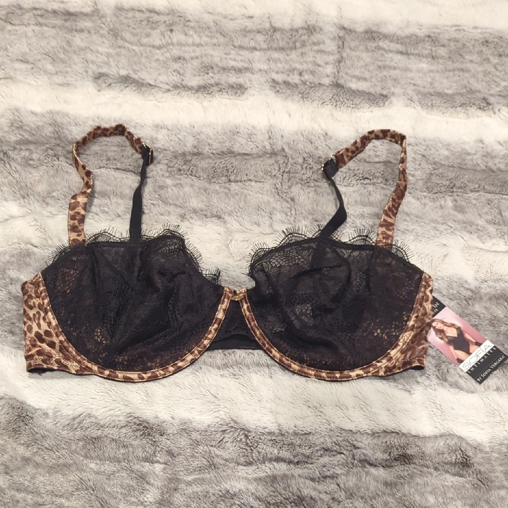 Leopard and Black Lace Balconette 38D